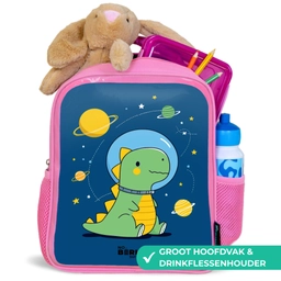 Dino - Planeet - Ster - Blauw Kinderrugzak - Roze middel -inhoud_NL