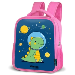 Dino - Planeet - Ster - Blauw Kinderrugzak - Roze middel -schuin