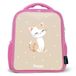 Kat omringd door beige stippen Kinderrugzak - Roze middel -3d