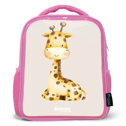 Liggende giraffe illustratie op beige achtergrond Kinderrugzak - Roze middel -3d