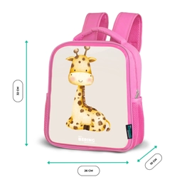 Liggende giraffe illustratie op beige achtergrond Kinderrugzak - Roze middel -productfoto_formaten