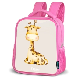 Liggende giraffe illustratie op beige achtergrond Kinderrugzak - Roze middel -schuin