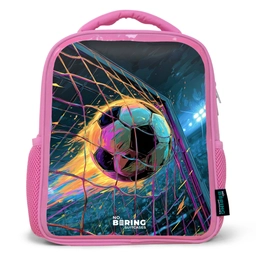 Neon - Net - Voetbal - Kleurrijk Kinderrugzak - Roze middel -3d