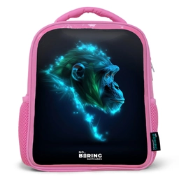 Neon silhouet van een chimpansee Kinderrugzak - Roze middel -3d