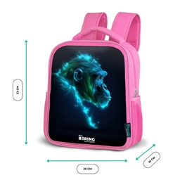 Neon silhouet van een chimpansee Kinderrugzak - Roze middel -productfoto_formaten