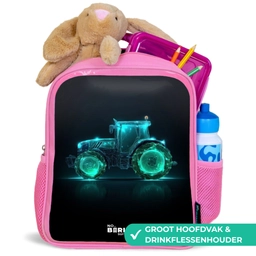 Neontractor op zwarte ondergrond Kinderrugzak - Roze middel -inhoud_NL
