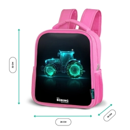 Neontractor op zwarte ondergrond Kinderrugzak - Roze middel -productfoto_formaten