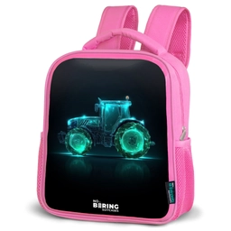 Neontractor op zwarte ondergrond Kinderrugzak - Roze middel -schuin