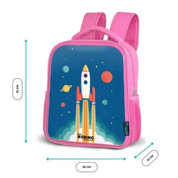 Raket - Planeet - Sterren - Veelkleurig Kinderrugzak - Roze middel -productfoto_formaten