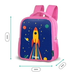 Raket - Sterren - Planeet - Ruimte Kinderrugzak - Roze middel -productfoto_formaten