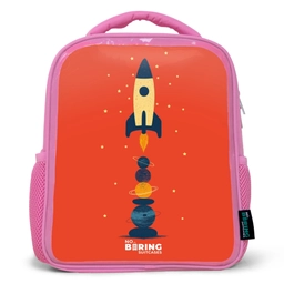 Raket - Sterren - Planeten Kinderrugzak - Roze middel -3d