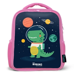 Ruimte - Dino - Planeten - Sterren Kinderrugzak - Roze middel -3d