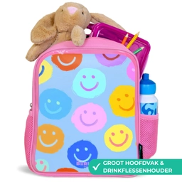 Vrolijk patroon van smileys Kinderrugzak - Roze middel -inhoud_NL