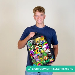 Kleurrijke Monstermix Rugzak - Zwart middel -sfeer7_NL