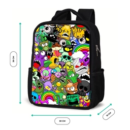 Kleurrijke Monstermix Rugzak - Zwart middel -productfoto_formaten