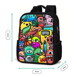 Kleurrijke Monsterparade Rugzak - Zwart middel -productfoto_formaten