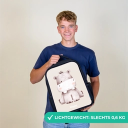 Nijlpaard op beige achtergrond illustratie Rugzak - Zwart middel -sfeer7_NL