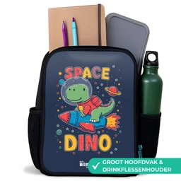 Dino - Groen - Raket - Sterren Rugzak - Zwart middel -inhoud_NL