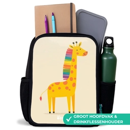 Giraffe - Dier - Kleurrijk Rugzak - Zwart middel -inhoud_NL