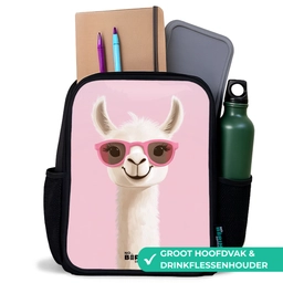 Lama - Wit - Zonnebril - Wimpers Rugzak - Zwart middel -inhoud_NL