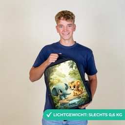 Olifant - Tijger - Bos - Jungle Rugzak - Zwart middel -sfeer7_NL
