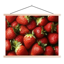 Aardbei - Fruit - Rood textielposter latten blank klein -3d