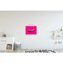 Banaan - Zebraprint - Roze textielposter latten blank klein -kinderkamer