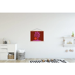 Boom - Paars - Cirkel - Vloeiend textielposter latten blank klein -kinderkamer