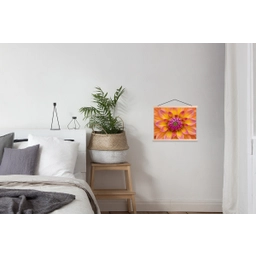 Dahlia - Bloem - Oranje textielposter latten blank klein -woonkamer