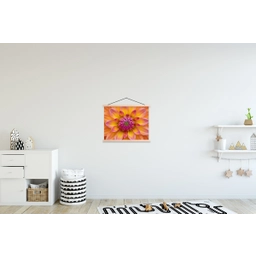 Dahlia - Bloem - Oranje textielposter latten blank klein -kinderkamer