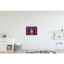 Kever - Felgekleurd - Bloemen - Bladeren textielposter latten blank klein -kinderkamer