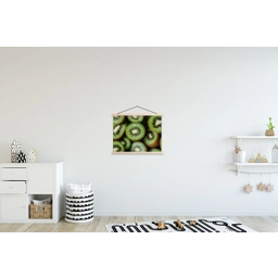 Kiwi - Fruit - Groen textielposter latten blank klein -kinderkamer