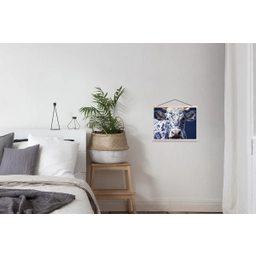 Koe - Delfts - Blauw - Artistiek textielposter latten blank klein -woonkamer