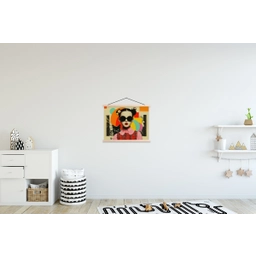 Meisje - Zonnebril - Kat - Retro textielposter latten blank klein -kinderkamer