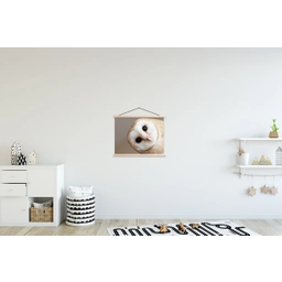 Uil - Bruin - Wit textielposter latten blank klein -kinderkamer
