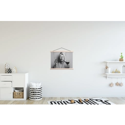 Vrouw - Masker - Wijn - Sigaret textielposter latten blank klein -kinderkamer