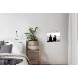 Vrouwen - Zonnehoed - Strand - Zwart - Wit textielposter latten blank klein -woonkamer