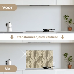 Abstract - Geometrisch - Groen keuken achterwand spatscherm klein 900 -voor_na_NL