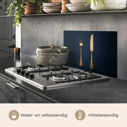 Bestek - Donkerblauw - Goud keuken achterwand spatscherm klein -usp_NL