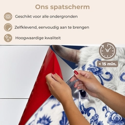 Koe - Delfts - Blauw - Artistiek keuken achterwand spatscherm klein -spatscherm_NL