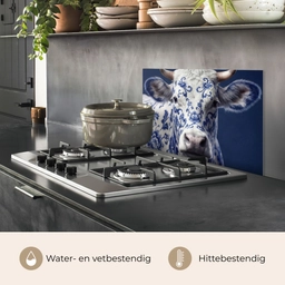 Koe - Delfts - Blauw - Artistiek keuken achterwand spatscherm klein -usp_NL