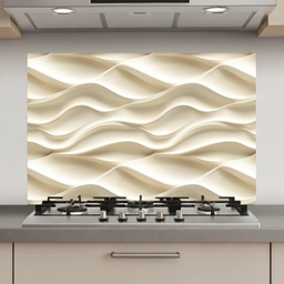 Lijnen - Golvend - Crème keuken achterwand spatscherm klein 900 -3d_website