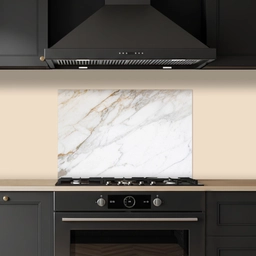 Marmer - Steen - Wit - Goud - Marmerlook - Steen - Luxe keuken achterwand spatscherm klein -sfeer1