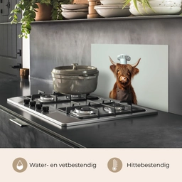 Schotse Hooglander - Bruin - Hoorns - Kokskleding keuken achterwand spatscherm klein -usp_NL