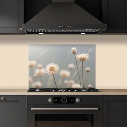 Strobloemen - Wit - Daglicht keuken achterwand spatscherm klein -sfeer1