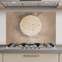 Vogel - Beige - Japandi keuken achterwand spatscherm klein -3d_website
