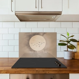 Vogel - Beige - Japandi keuken achterwand spatscherm klein -sfeer2