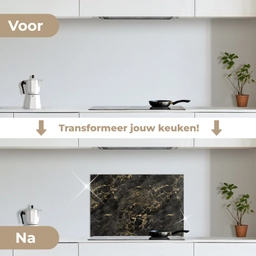 Zwart - Marmer - Goud - Nerf keuken achterwand spatscherm klein 900 -voor_na_NL