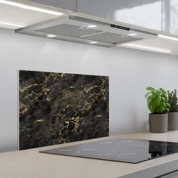 Zwart - Marmer - Goud - Nerf keuken achterwand spatscherm klein 900 -3d_schuin