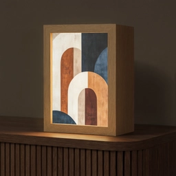 Abstract - Vormen - Donkerblauw Light Box met kabel (Tafellamp) klein -z3d_website